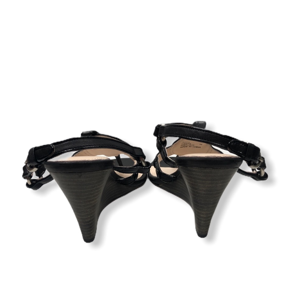 Coach Harper Sz 9B Black Leather Wedge Sandal - Picture 5 of 7